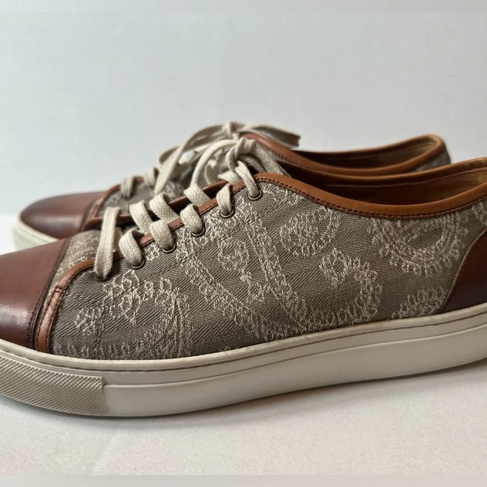 TAFT Jack Neutral Paisley Jacquard Design Sneakers With Leather Size 44 (11) EUC - Picture 4 of 12